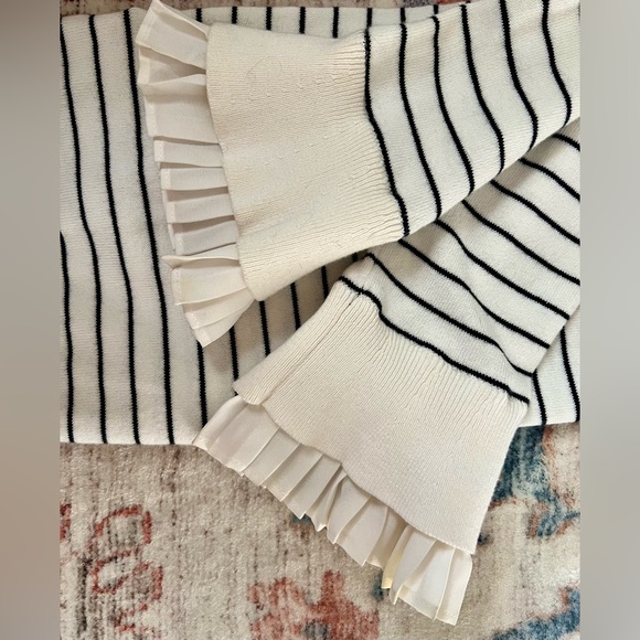 LOFT Ruffled Cuff Striped Sweater - Picture 5 of 7